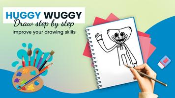 Huggy Wuggy Draw Step By Step Cartaz