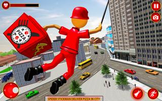 Stickman Pizza Delivery Boy پوسٹر