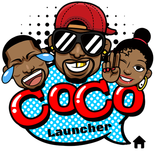 CoCo Launcher - Black Emoji, 3D Theme