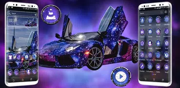 Blue Glitter Car LauncherTheme