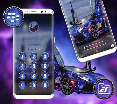 Screenshot 4 for Blue Glitter Car LauncherTheme