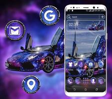 Blue Glitter Car LauncherTheme الملصق