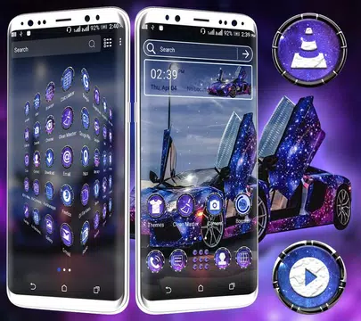 Screenshot 3 for Blue Glitter Car LauncherTheme