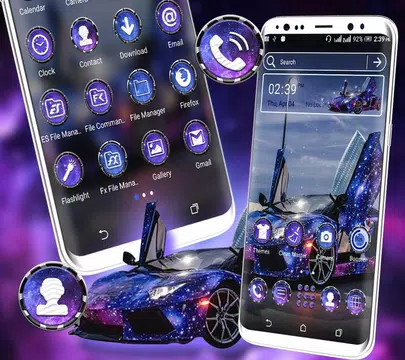 Screenshot 7 for Blue Glitter Car LauncherTheme