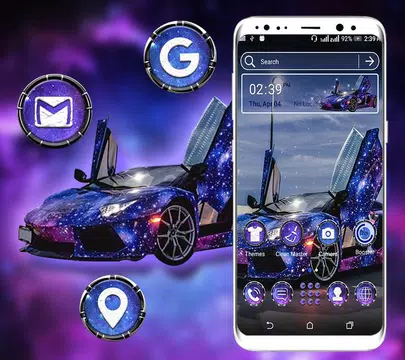 Screenshot 6 for Blue Glitter Car LauncherTheme