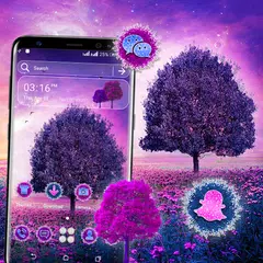 Purple Tree Flowers Theme APK download