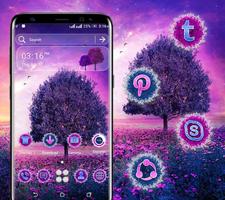 Purple Tree Flowers Theme 포스터