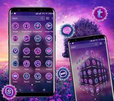 Purple Tree Flowers Theme syot layar 1