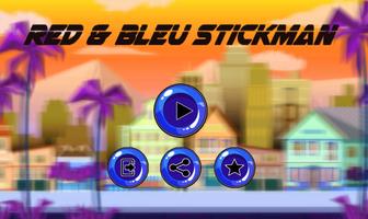 Red and Blue Stickman Fight Poster