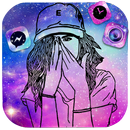 Galaxy, Sad, Girl موضوعات خلفي APK