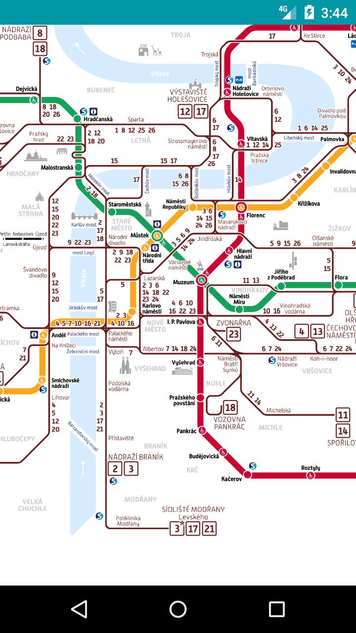 Map in english prague subway