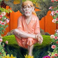 Divine Saibaba in the Garden Affiche