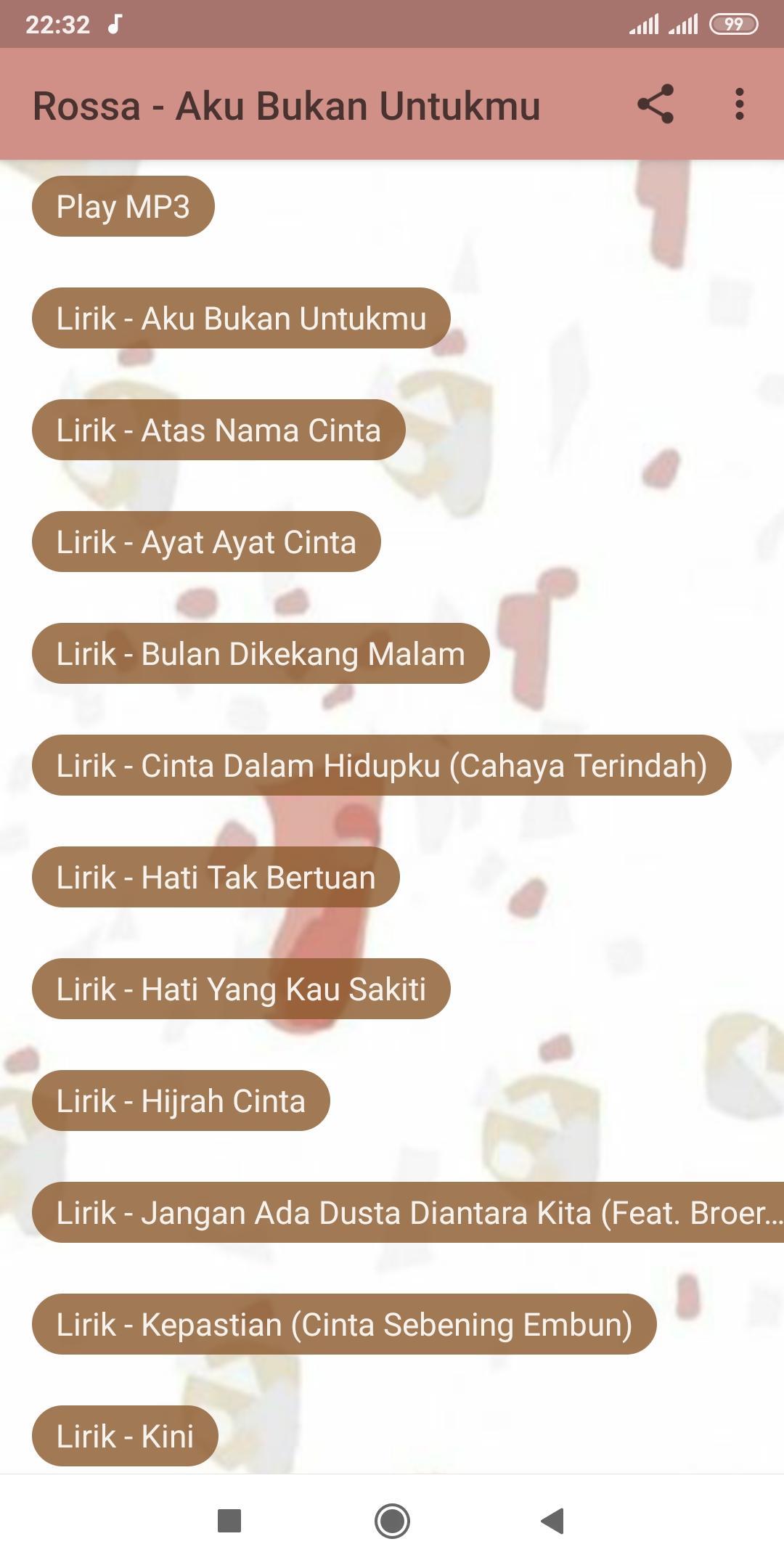 Rossa aku bukan untukmu lirik