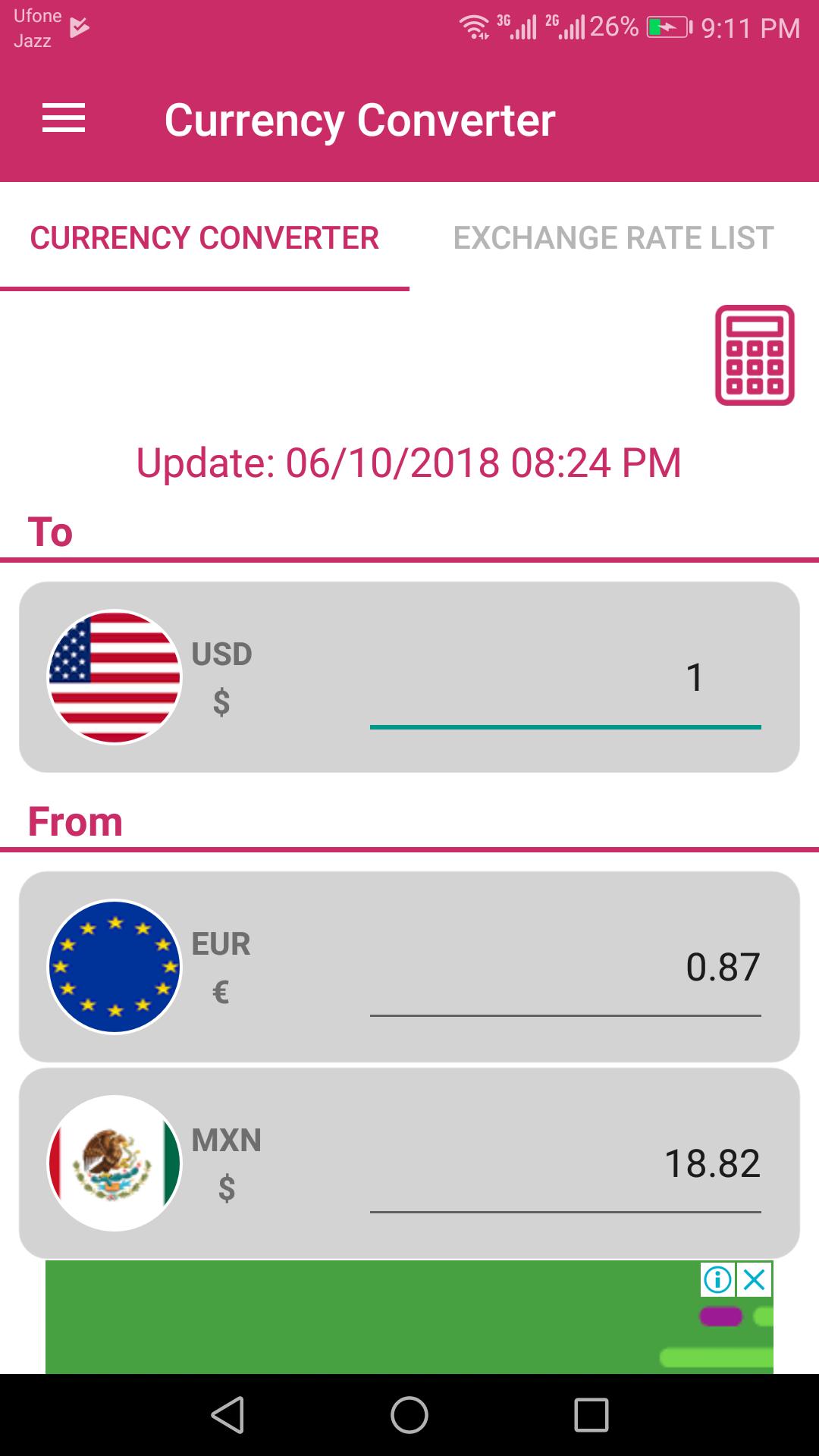 US Dollar To Euro and Mexican Peso Converter App for Android - APK Download