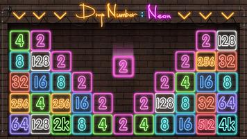 Drop Number : Neon 2048 اسکرین شاٹ 1