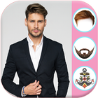 Homme: coiffure, barbe, lunettes et maquillage icône