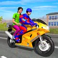 Superhero Speed Bike Taxi Driving Simulator