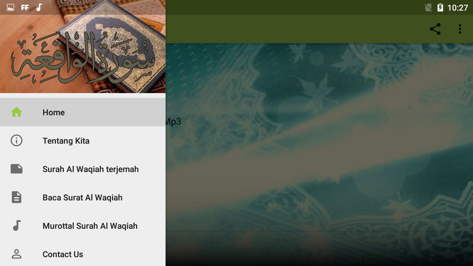 To download click on download mp3 button Download Murotal Surat Al Wakiah : Surah Al Waqiah For Android Apk Download