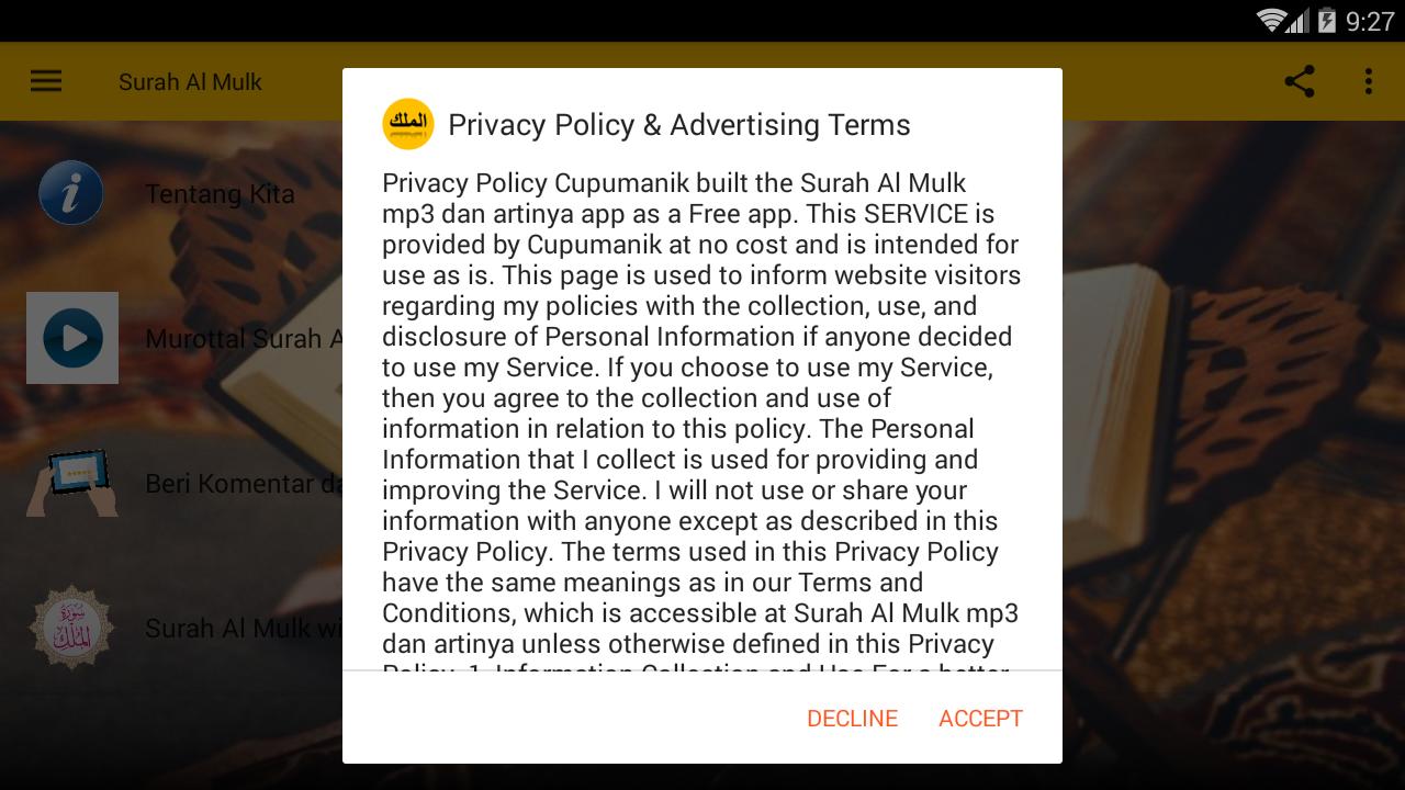 Surah Al Mulk Mp3 Dan Artinya For Android Apk Download