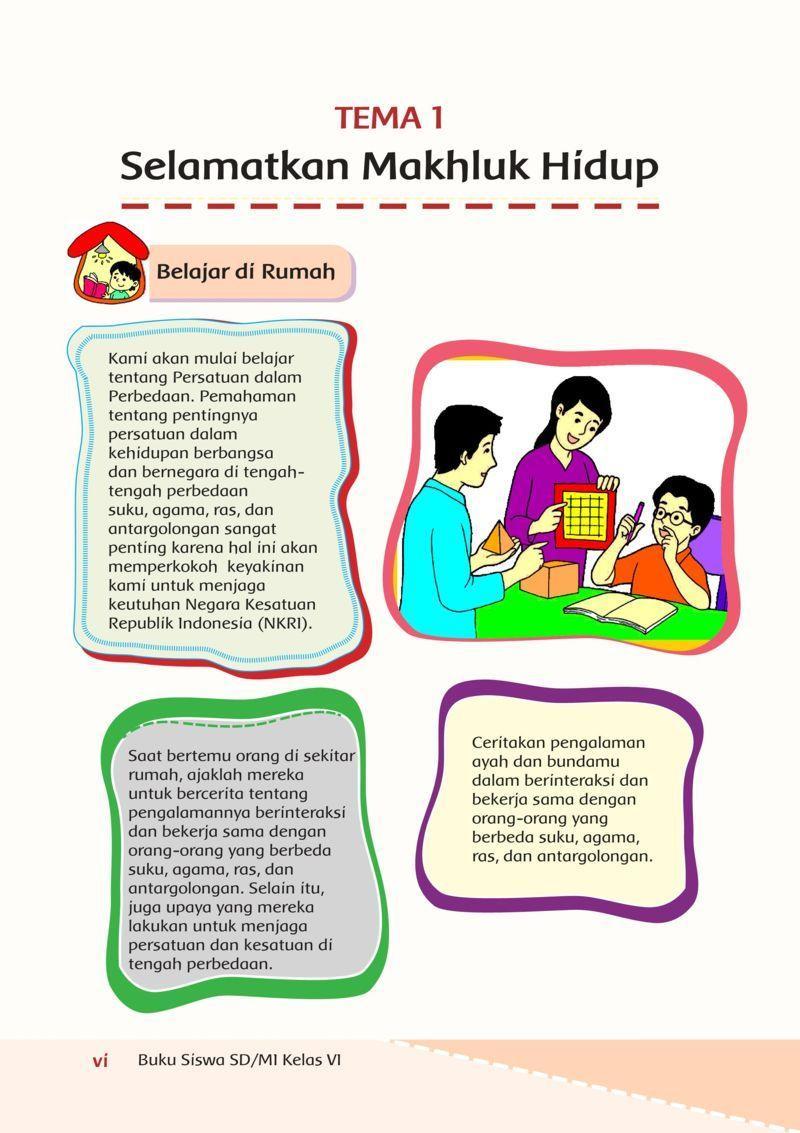 Isi Buku Tema 1 Kelas 6 Selamatkan Makhluk Hidup - Seputar Kelas