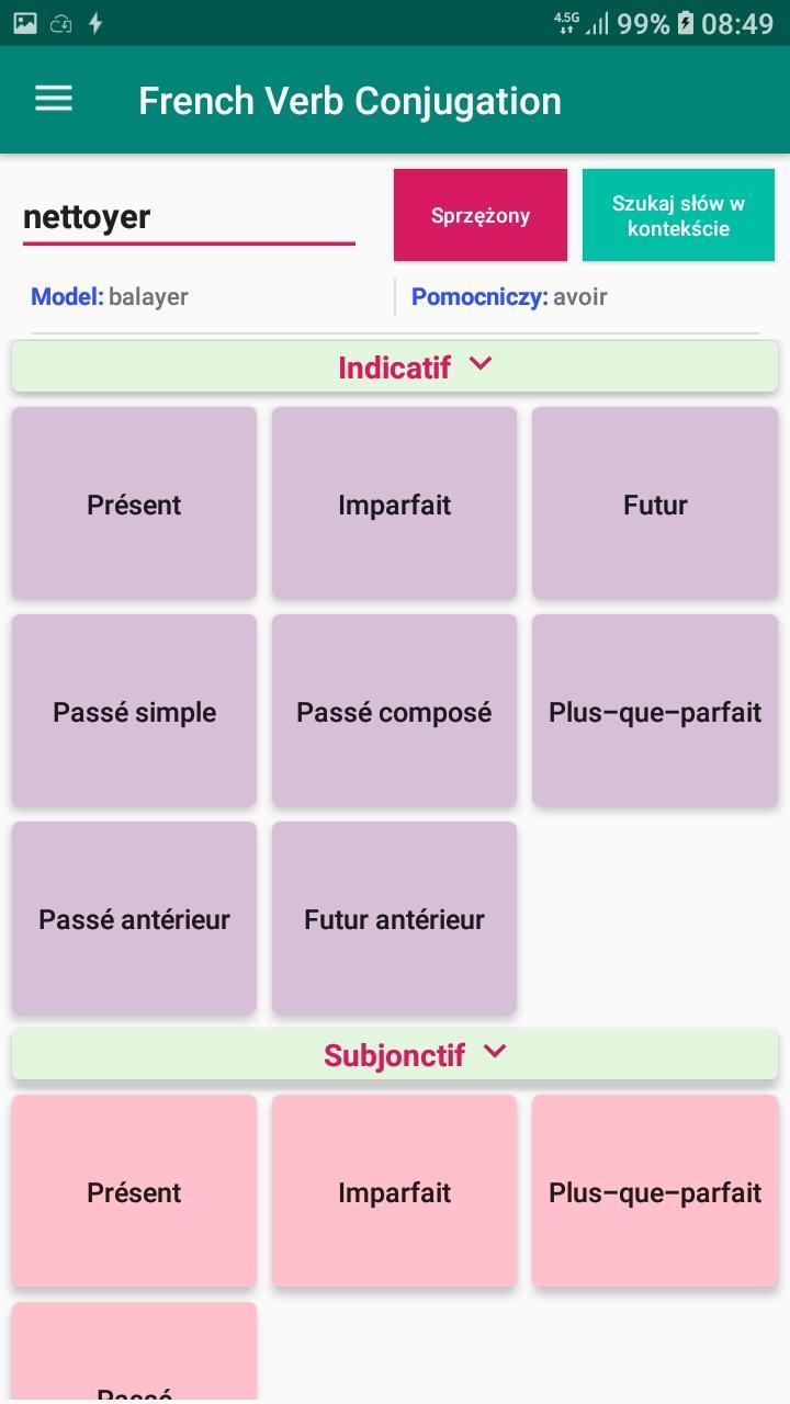 Francuski czasownik koniugacja-tłumaczenie-tłumacz for Android - APK  Download