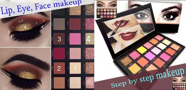 Step by step makeup (lip, eye,