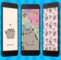 Pusheen Kawaii Cute Kitten theme lock screen تصوير الشاشة 1