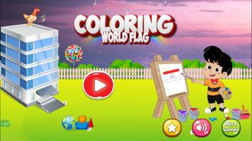 coloring world flag countries poster