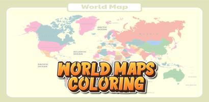 Monde coloré : coloriage carte Affiche
