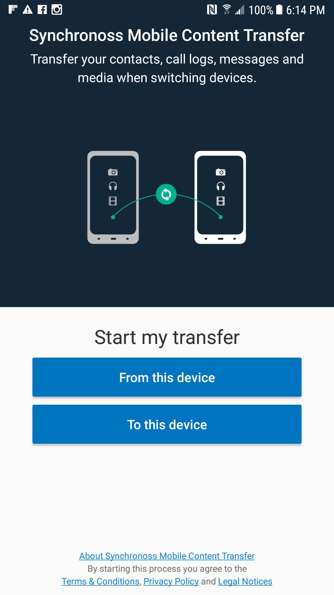 Content transfer mobile. Content transfer