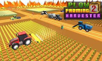Blocky Plow Farming Harvester Affiche