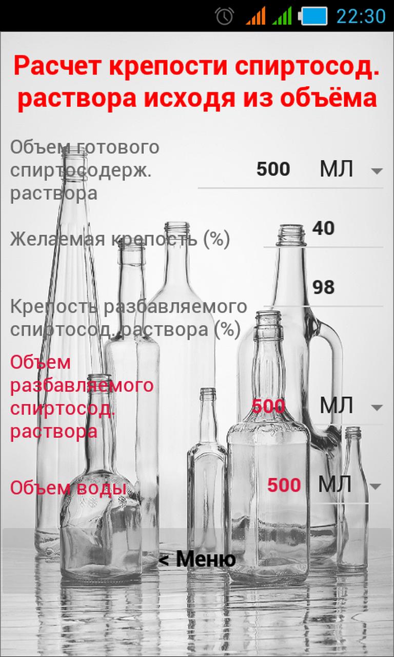 Какая пропорция спирта с водой