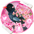 Thème Oiseau Fleur Rose Sakura APK