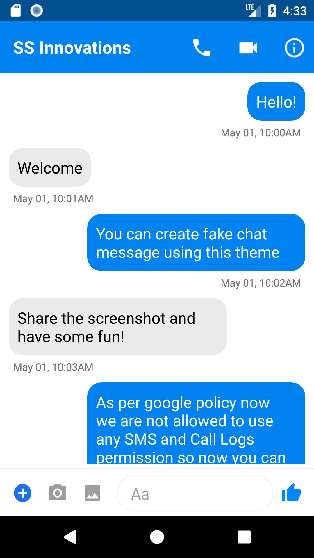 ดาวน์โหลด Fake SMS and Call Logs APK สำหรับ Android