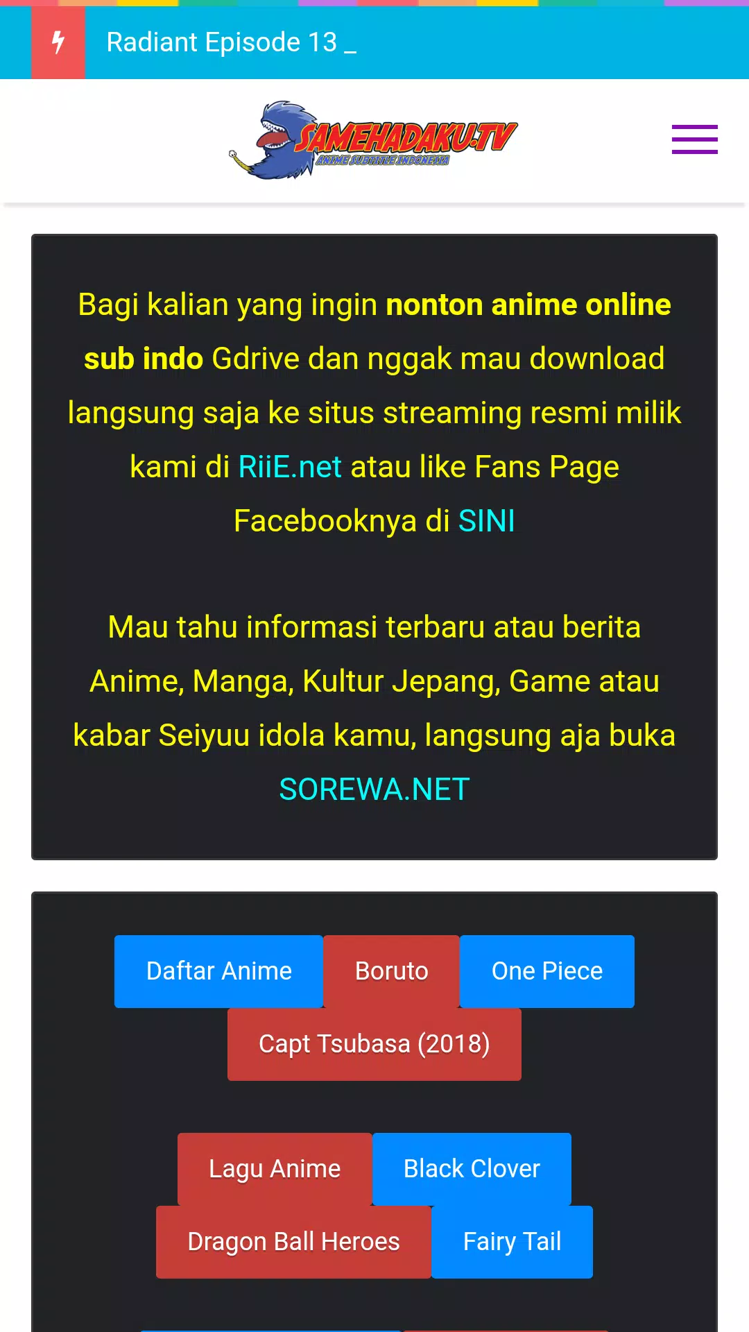 Samehadaku - Streaming dan Download Anime Sub Indo APK for Android -  Download