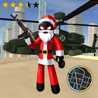 Santa Claus Stickman Rope Hero Gangstar Crime icône