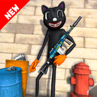 Scary Cartoon Cat : Horror Gangster Crime Cat 3D آئیکن