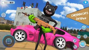 Scary Cartoon Cat : Horror Gangster Crime Cat 3D Cartaz