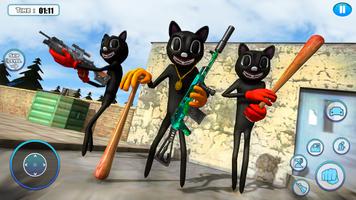 Scary Cartoon Cat : Horror Gangster Crime Cat 3D imagem de tela 1