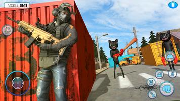 Scary Cartoon Cat : Horror Gangster Crime Cat 3D imagem de tela 2