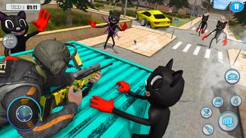 Scary Cartoon Cat : Horror Gangster Crime Cat 3D imagem de tela 3