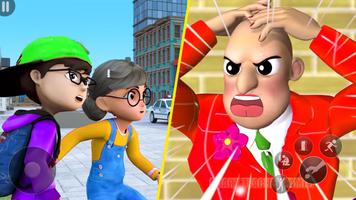 Scary Evil Horror Teacher: Scary Prankster 3D Game পোস্টার