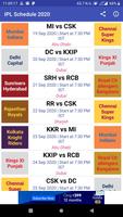 Timetable for IPL 2020 poster