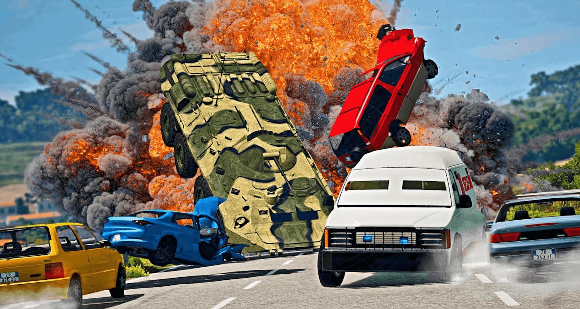 Realistic crash. BEAMNG Drive SMASHCHAN Police.