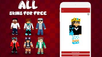 Skins Youtubers for Minecraft ảnh chụp màn hình 2