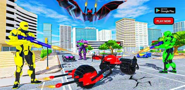 Flying Bat Robot Bike Transforming Robot Games