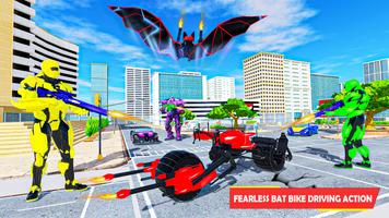 Flying Bat Robot Bike Transforming Robot Games Screenshot 1