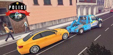 Police Tow Truck Driving Car