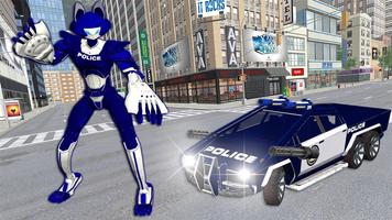 Police Cat Robot Transform Games Affiche