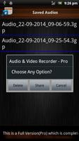 برنامه‌نما Audio and Video Recorder Lite عکس از صفحه